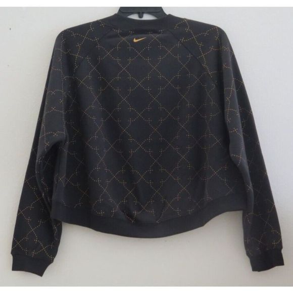 Nike DN5486 010 Women's Sz 1X Black/Gold Therma-Fit Cropped Crew Sweatshirt $110 - Picture 2 of 7